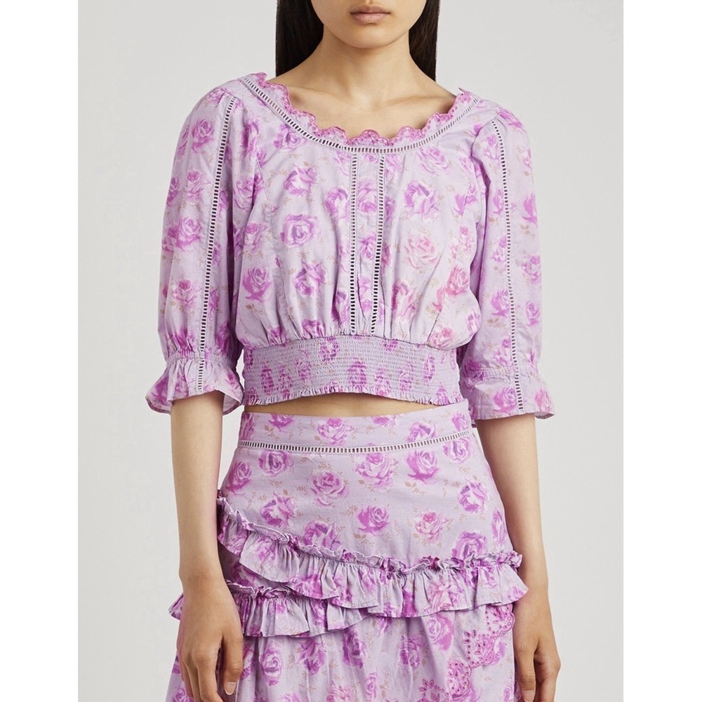 NWT LoveShackFancy Karsten Floral Top Size Small Retail $275
